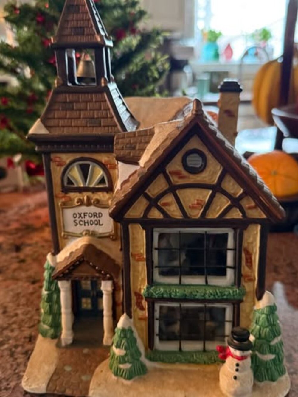 Victorian Village Ceramic Porcelain Oxford School House Vintage Christmas Decor